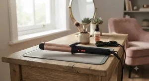 Top-rated ceramic hair tongs heating up before creating bouncy waves