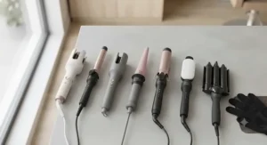 Selection of popular automatic curlers and curling wands displayed on a neutral background