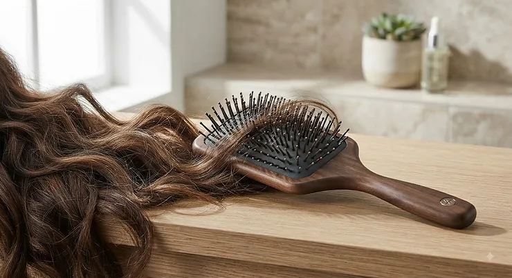 A premium paddle hair brush designed specifically for detangling thick, voluminous hair effectively.