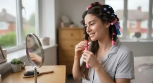 Flexible foam bendy rollers creating bouncy heatless curls overnight