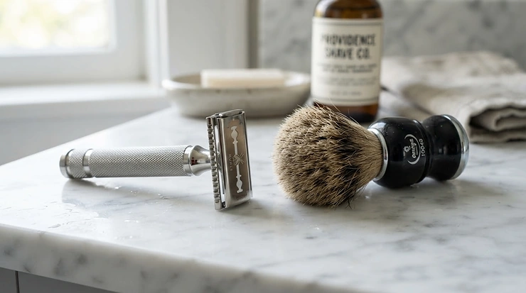 Close-up of a natural hair grooming tool compared to a plastic alternative, highlighting texture differences for boar bristle vs synthetic bristle brush guidance.