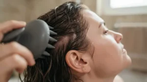An exfoliating scalp scrubber for dandruff working deep into the roots.