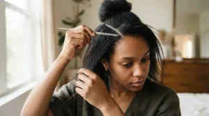 Creating geometric patterns with a tail comb for sectioning hair prior to styling