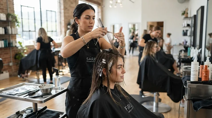 Professional teasing comb for backcombing used by a hairstylist in a salon